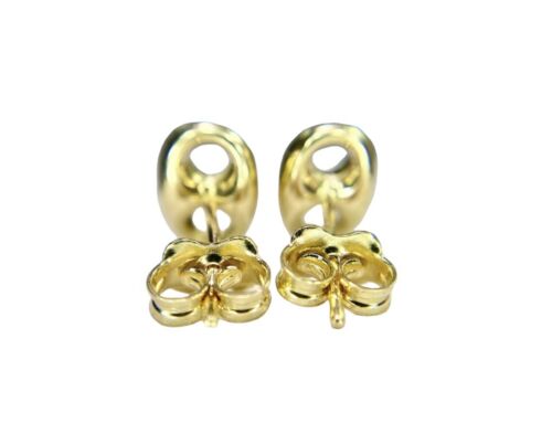 14k Puffed Mariner Anchor Push Back Stud Earrings