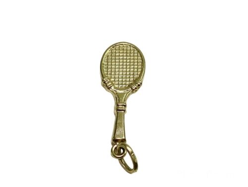 Vintage 14k Yellow Gold Handcrafted Tennis Racket Charm Pendant