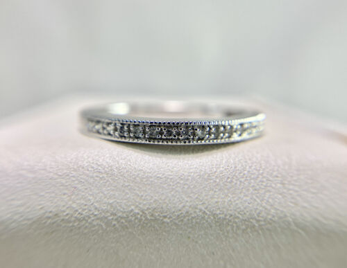 14k White Gold Designer Natural Round Brilliant Diamond Wedding Band Stack Ring