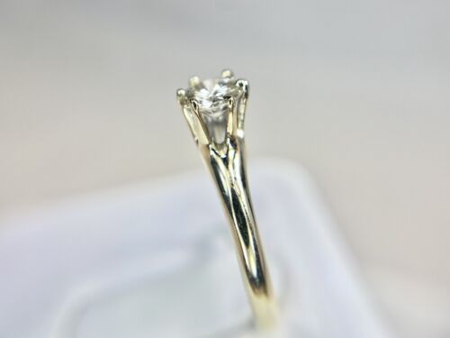 Vintage Antique 14k Yellow Gold Natural Round Diamond Solitaire Engagement Ring