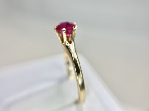 Vintage Victorian 10k Yellow Gold Round Pink Rubellite Buttercup Solitaire Ring