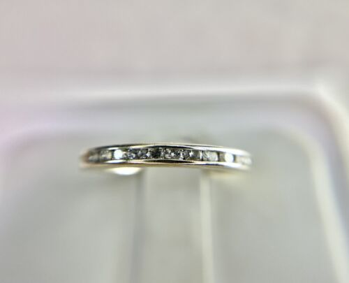 10k White Gold Round Brilliant Natural Diamond Channel Set Wedding Band Ring