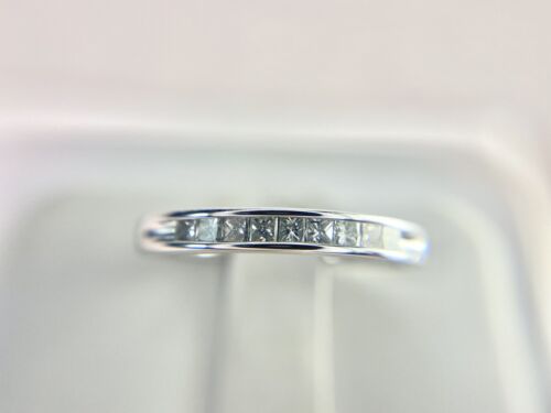 10k White Gold Designer Zales Princess Cut Diamond Channel Set Wedding Band Ring