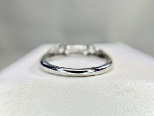 Art Deco 14k White Gold Natural Round Single Cut Diamond Wedding Band Ring