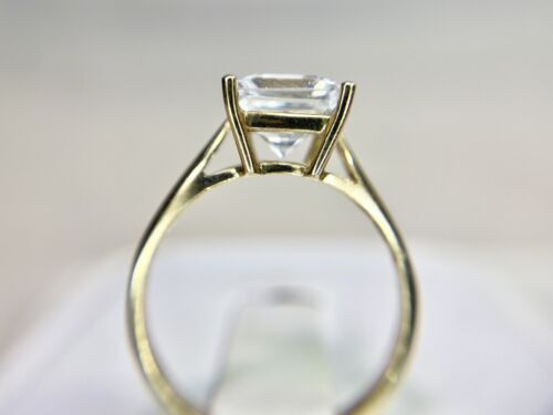 10k Yellow Gold Swarovski Zirconia Princess Cut Solitaire Engagement Ring