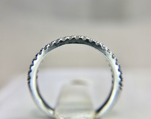 Vintage 10k White Gold Natural Round Diamond Wedding Band Ring