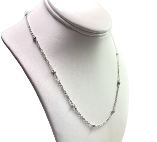 10k White Gold Natural Round Diamond Bezel Diamond By The Yard Necklace