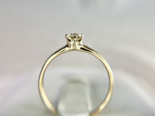 Vintage 14k Yellow Gold Round Natural Diamond Small Solitaire Engagement Ring