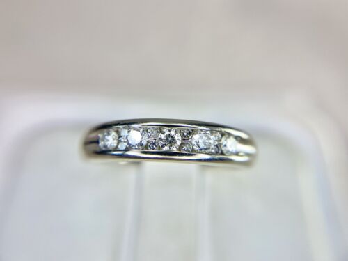 14k White Gold Natural Round Diamond Designer Forever Channel Wedding Band Ring