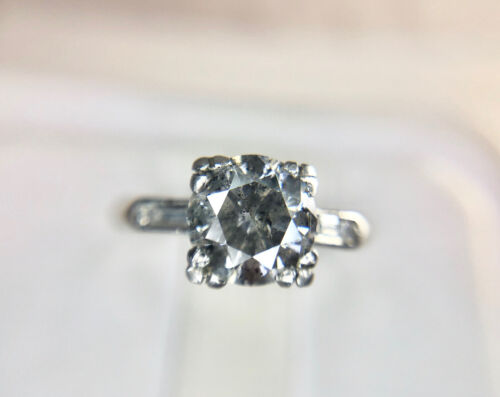 Vintage Platinum Round Natural Rustic Big Diamond Engagement Ring 1.25 ct