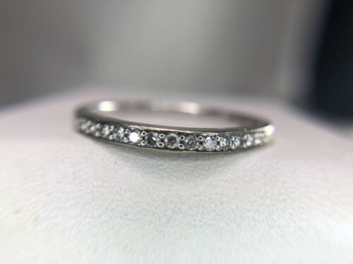 10k White Gold Round Brilliant Natural Diamond Wedding Band Ring 1/5 ct