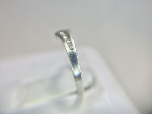 Vintage Estate 14k White Gold Round Brilliant Diamond Curved Wedding Band Ring