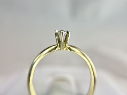 Vintage 14k Yellow Gold Marquise Cut Natural Diamond Solitaire Small Engagement 