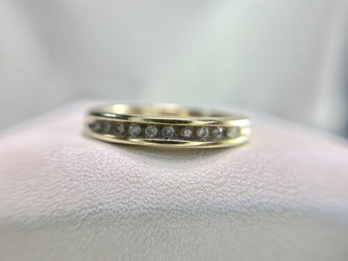 Estate 10k Yellow Gold Natural Round Diamond Channel Set Wedding Band Ring