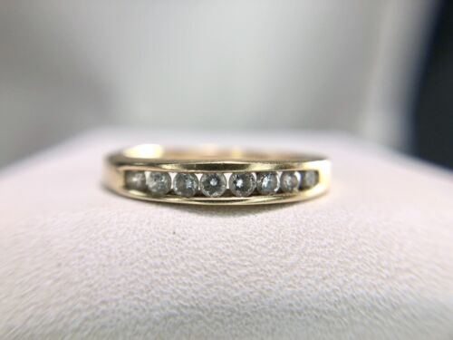 14k Yellow Gold Round Brilliant Natural Diamond Small Wedding Band Ring 1/4 ct