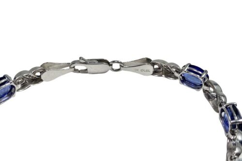 10k White Gold Lab Grown Blue Sapphire Oval Shape Infinity Bracelet