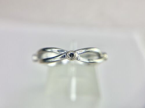 14k White Gold Round Single Cut Diamond Infinity Style Eternity Band Ring Size 7