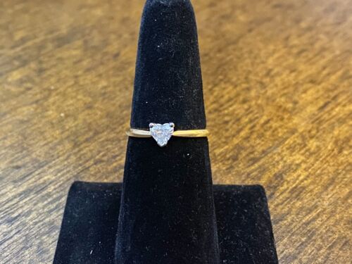 Vintage 14k Yellow Gold Natural Heart Shape Diamond Solitaire Ring