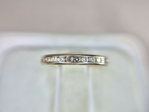 10k Yellow Gold Natural Round Brilliant Diamond Channel Set Wedding Band Ring 