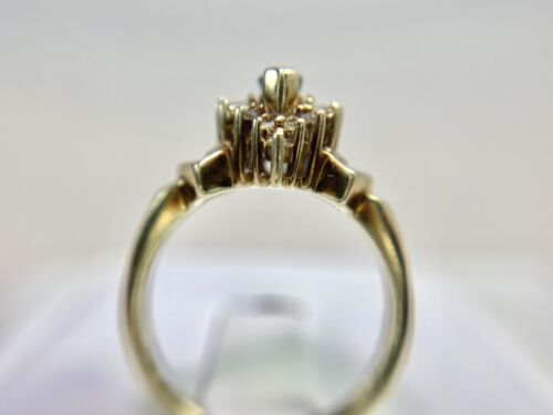 Vintage 10k Yellow Gold Natural Marquise Sapphire Round Diamond Cocktail Ring