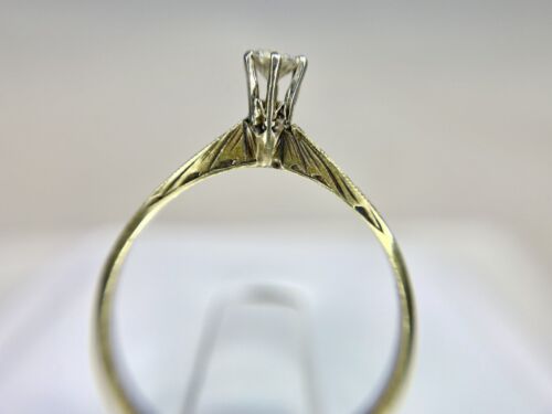 Art Deco 14k Yellow Gold Natural Old European Diamond Solitaire Engagement Ring