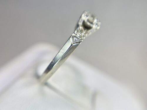 Vintage Art Deco 14k White Gold Natural Old Miner Diamond Engagement Ring 1/5 ct