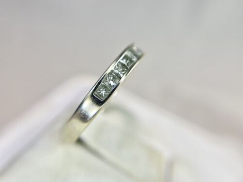 14k White Gold Zales Natural Princess Cut Diamond Channel Set Wedding Band Ring