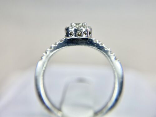 10k White Gold Natural Round Brilliant Diamond Small Halo Engagement Ring 1/2 ct