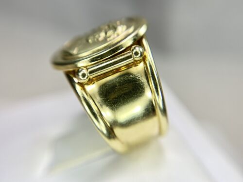 Vintage 14k Yellow Gold Designer Signed Italy Roman Woman Open Style Ring