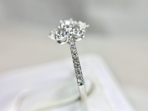 10k White Gold Designer Natural Round Brilliant Diamond Halo Ring