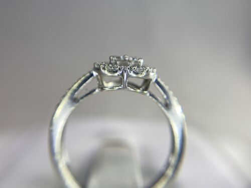 10k White Gold Designer Round Brilliant Pave Set Diamond Heart Shape Ring 1/4 ct