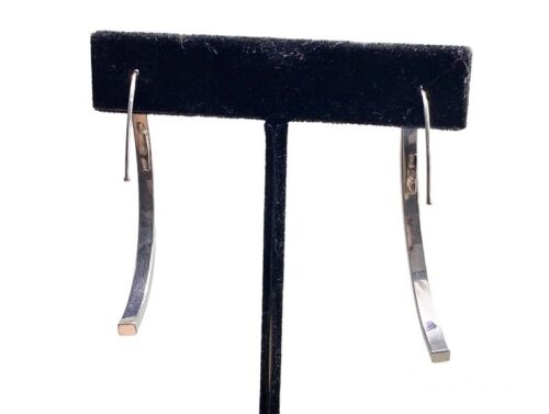 14k White Gold Designer Signed Long Statement Dangle Earrings 