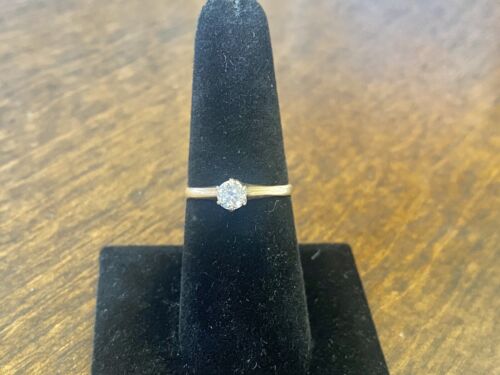 Art Deco 14k Yellow Gold Natural Old European Diamond Solitaire Engagement Ring