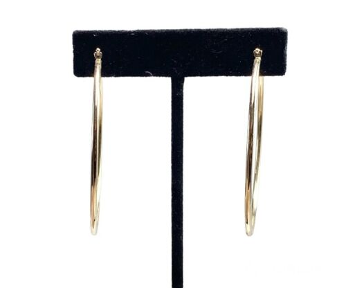 14k Yellow Gold Italy Lite Weight Thin Big Hoop Earrings