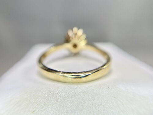 Vintage 14k Yellow Gold Natural Round Baguette Cut Diamond Small Cocktail Ring