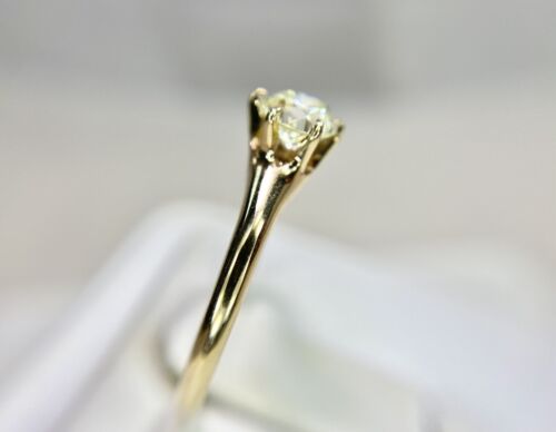 Art Deco 14k Yellow Gold Natural Old European Diamond Solitaire Engagement Ring