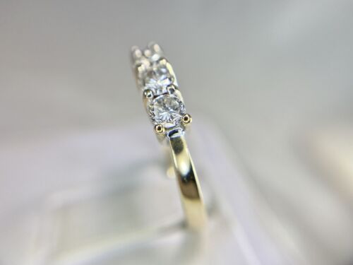 14k Yellow Gold Round Brilliant Natural Diamond 5 Stone Wedding Band Ring