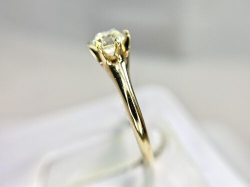 Art Deco 14k Yellow Gold Natural Old European Diamond Solitaire Engagement Ring