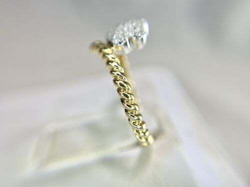 14k Yellow Gold Designer Natural Round Diamond Star Shape Cluster By-Pass Ring