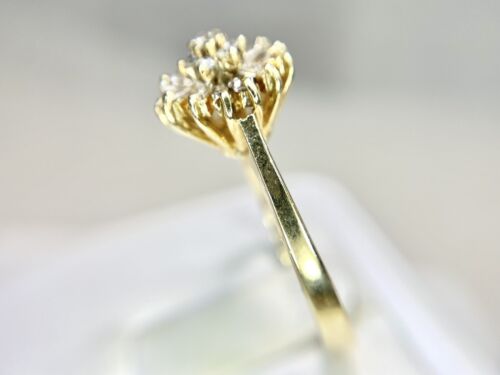 Vintage 14k Yellow Gold Natural Round Baguette Cut Diamond Small Cocktail Ring