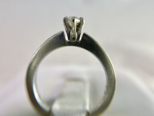 Vintage 14k White Gold Natural Marquise Cut Diamond Solitaire Engagement Ring