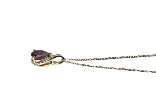 Vintage 10k Yellow Gold Designer Pear Shape Rhodolite Garnet Pendant Necklace