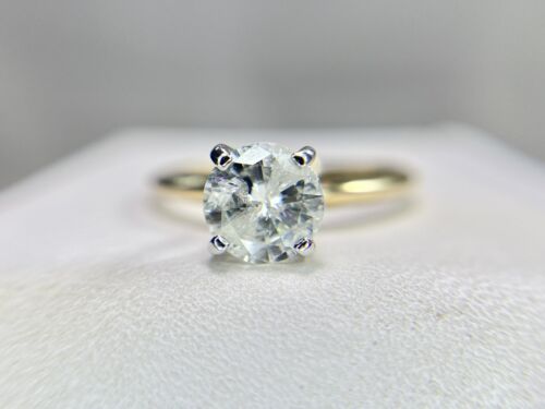 Vintage 14k Yellow Gold Natural Round Diamond Solitaire Engagement Ring