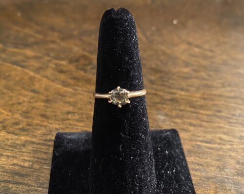 Vintage 10k Yellow Gold Natural Fancy Brown Cushion Shape Diamond Solitaire Ring