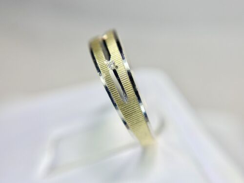 Vintage 14k Natural Round Small Diamond Polished Wedding Band Stack Ring