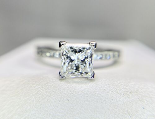 Platinum Signed Tacori Lab Grown Certified Princess Cut Diamond Engagement Ring