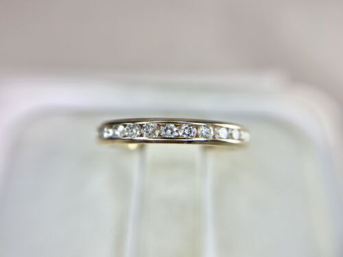 10k Yellow Gold Natural Round Brilliant Diamond Channel Set Wedding Band Ring 