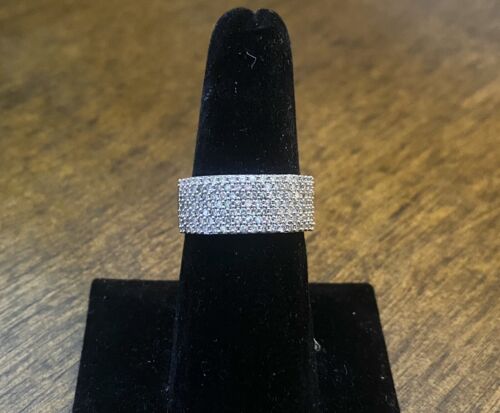 Vintage 10k White Gold Natural Round Single Cut Diamond Statement Band Ring