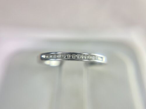 10k White Gold Natural Round Single Cut Diamond Channel Set Wedding Band Ring