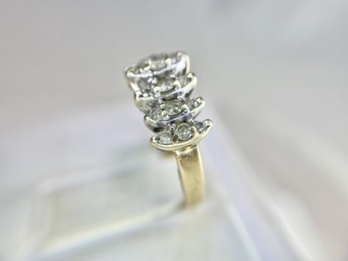 Vintage 10k Yellow Gold Natural Round Brilliant Diamond Pyramid Ring 1/2 TCW